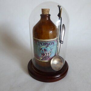 NEW OOAK DISNEY SNOW WHITE POISON BOTTLE SILVER SPOON UNDER GLASS DISPLAY ODDITY